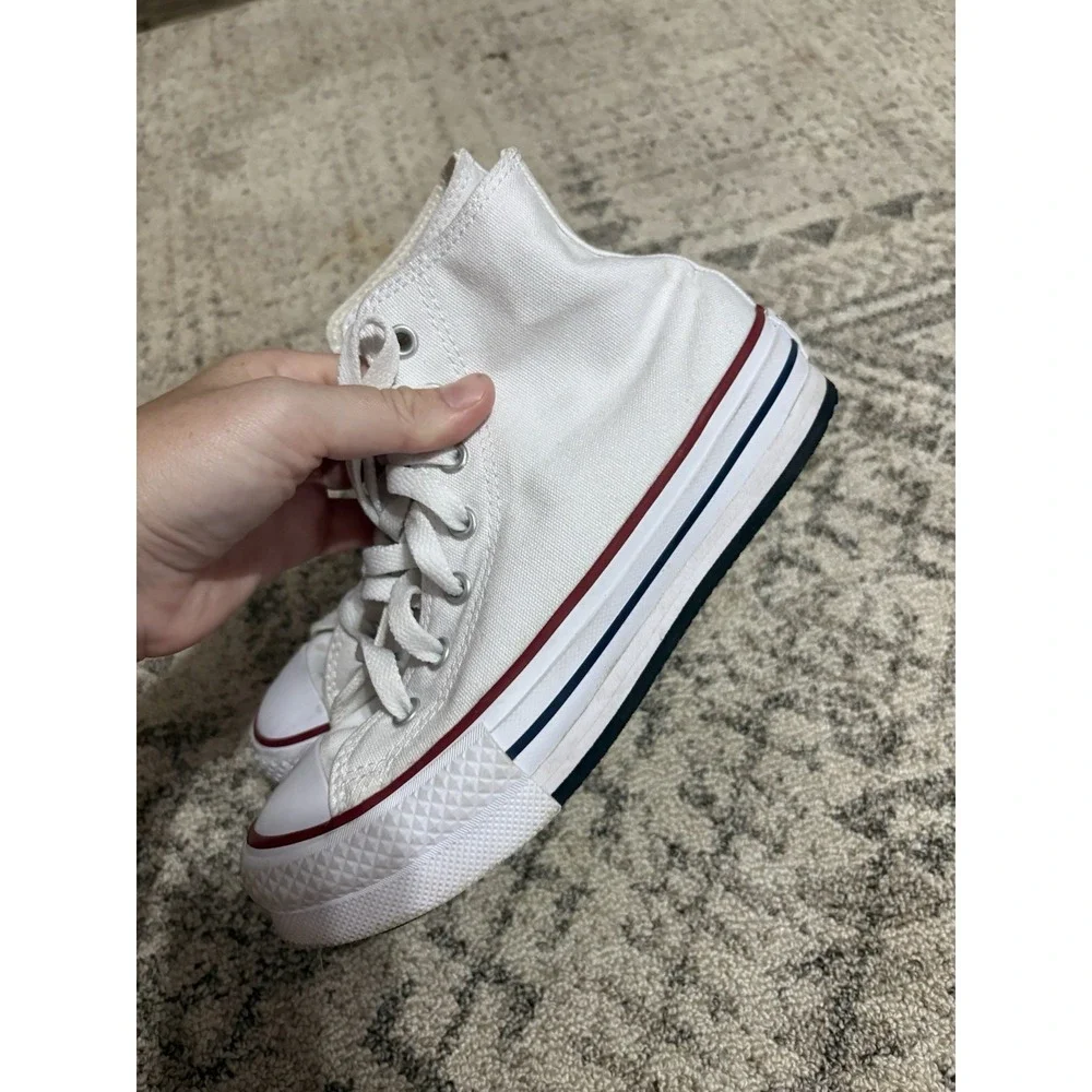 Girls High Top White Platform Converse Shoes Size 2.5